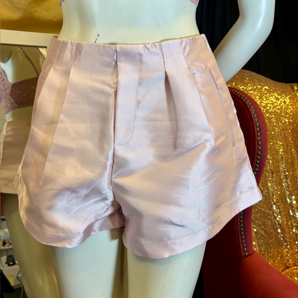 Banana Republic High‎ Waist Satin Shorts - Light Pink